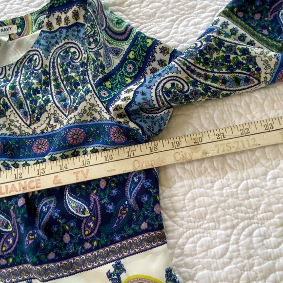 Old Navy Blue, Green and White Paisley Print 3/4 Sleeve Dress Size Medium - Picture 11 of 12
